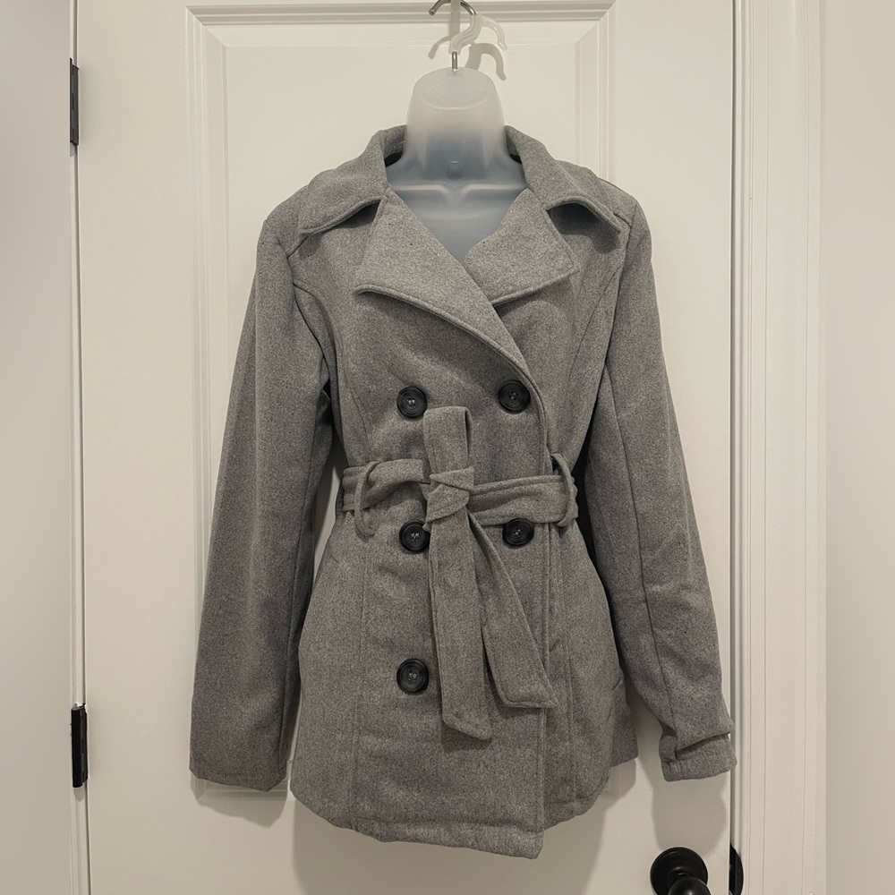 NWT Me Jane Juniors Medium Gray Trench Coat